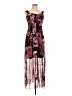 Connected Apparel Floral Multi Color Burgundy Cocktail Dress Size 10 - photo 1