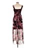 Connected Apparel Floral Multi Color Burgundy Cocktail Dress Size 10 - photo 2