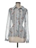 Majorelle Floral Stripes Blue Silver Long Sleeve Blouse Size M - photo 1