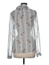 Majorelle Floral Stripes Blue Silver Long Sleeve Blouse Size M - photo 2