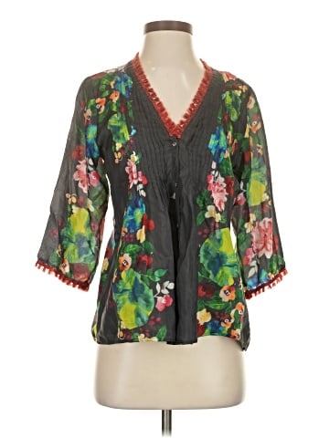 Johnny Was 3/4 Sleeve Silk Top (view 1)