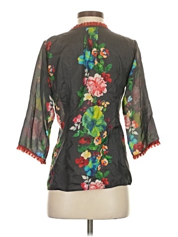 Johnny Was 3/4 Sleeve Silk Top (view 2)