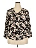 Fun2Fun 100% Rayon Floral Black 3/4 Sleeve Blouse Size XXL - photo 1