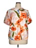 Unbranded 100% Polyester Floral Orange Short Sleeve Blouse Size 1X - photo 1