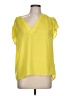 H&M 100% Polyester Yellow Short Sleeve Blouse Size 12 - photo 1