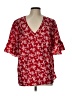 Shein Curve 100% Polyester Red Short Sleeve Blouse Size 12 Plus (0) - photo 1
