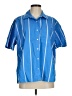 a.n.a. A New Approach Stripes Blue Short Sleeve Button-Down Shirt Size M - photo 1