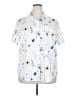 Unbranded 100% Polyester Floral White Short Sleeve Blouse Size XXL - photo 1