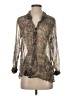 Nic + Zoe Metallic Silver Long Sleeve Blouse Size S - photo 1