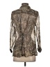 Nic + Zoe Metallic Silver Long Sleeve Blouse Size S - photo 2