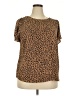 CeCe 100% Polyester Animal Print Brown Short Sleeve Blouse Size XXL - photo 1