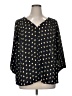 Bird 100% Polyester Hearts Black 3/4 Sleeve Blouse Size 1X - photo 1