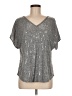 a.n.a. A New Approach Metallic Silver Short Sleeve Top Size M - photo 1