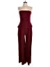 Thirty/Thirty Solid Burgundy Jumpsuit Size L - photo 1