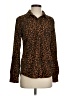 Time and Tru 100% Polyester Animal Print Brown Long Sleeve Blouse Size S - photo 1