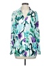 Last Queen 100% Viscose Floral Teal Long Sleeve Blouse Size Sm - Med - photo 1