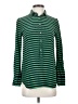 J.Crew 100% Silk Stripes Green Long Sleeve Silk Top Size 2 - photo 1