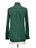 J.Crew 100% Silk Stripes Green Long Sleeve Silk Top Size 2 - photo 2