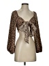 Audrey 3+1 100% Polyester Brown 3/4 Sleeve Blouse Size S - photo 1