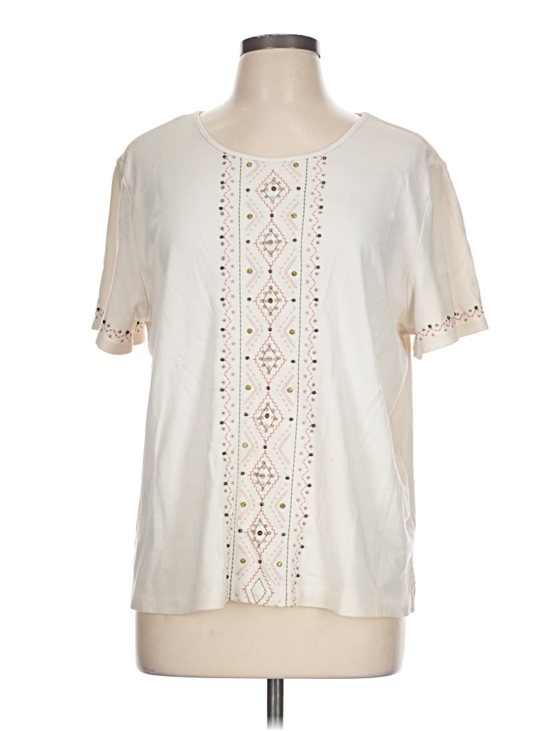 Pre-owned Alfred Dunner Short Sleeve T-shirt In White