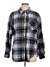 Maurices 100% Cotton Plaid Blue Long Sleeve Button-Down Shirt Size L - photo 1