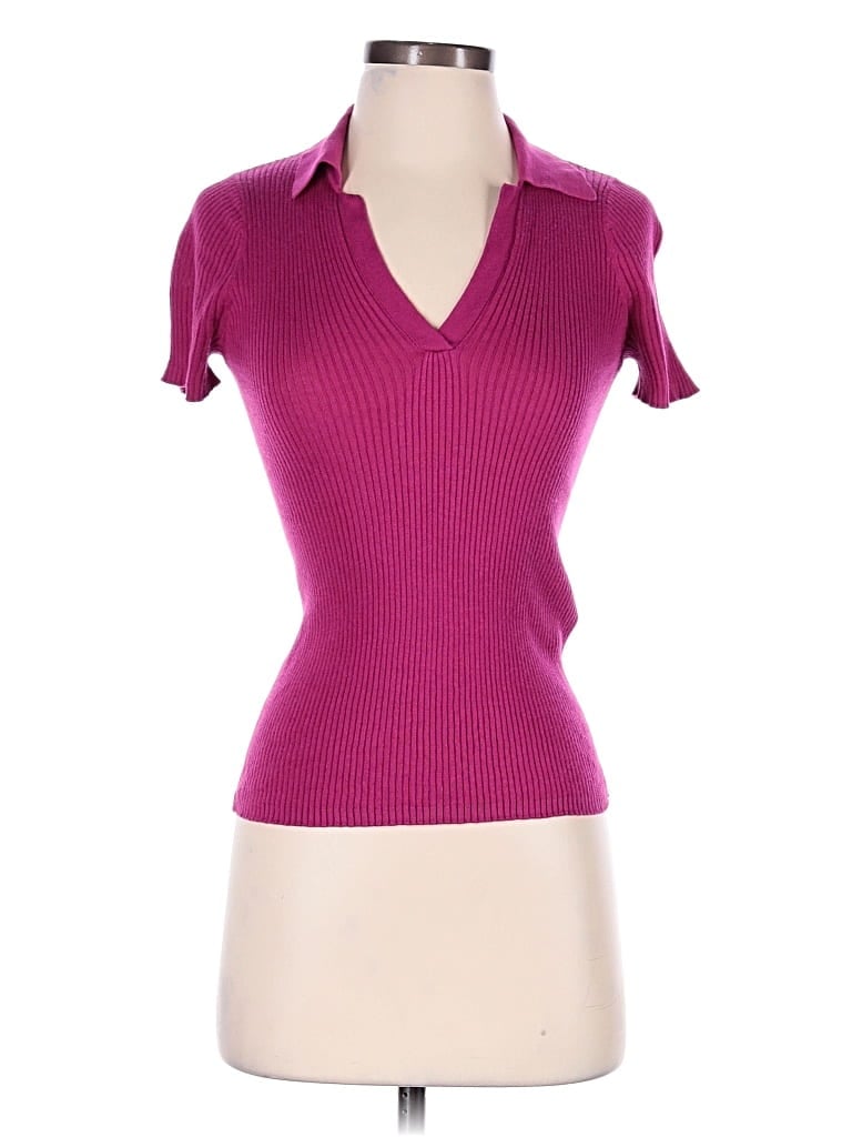Pre-owned Max & Co Short Sleeve Top Purple Open Neckline Tops