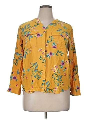 a.n.a. A New Approach 3/4 Sleeve Button-Down Shirt (view 1)