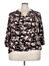Monday Fun 100% Rayon Floral Black 3/4 Sleeve Blouse Size 3X - photo 1