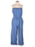 Tacera 100% Cotton Stripes Blue Jumpsuit Size L - photo 1