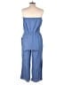 Tacera 100% Cotton Stripes Blue Jumpsuit Size L - photo 2
