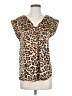 Ann Taylor LOFT 100% Polyester Animal Print Brown Short Sleeve Blouse Size XS - photo 1