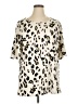 Tickled Teal Animal Print Ivory Short Sleeve Blouse Size 1X - photo 1