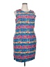 Talbots 100% Silk Graphic Blue Cocktail Dress Size 20 - photo 1