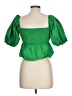 Sim & Sam Solid Green Short Sleeve Blouse Size L - photo 2