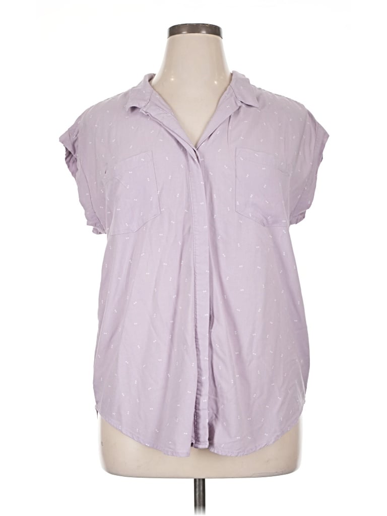 Pre-owned Jachs Girlfriend Sleeveless Button Down Shirt In Purple
