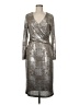 Connected Apparel Metallic Silver Cocktail Dress Size 6 - photo 1