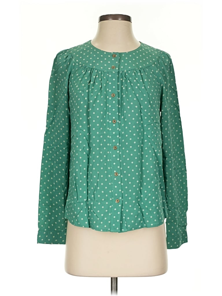 Pre-owned Maeve Long Sleeve Blouse In Green