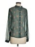 Geisha Designs 100% Polyester Floral Teal Long Sleeve Blouse Size S - photo 1