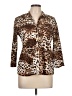 Laura Scott Animal Print Brown 3/4 Sleeve Blouse Size L - photo 1