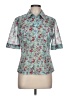 Assorted Brands Floral Teal Short Sleeve Blouse Size L (estimated) - photo 1