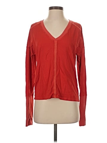 Red Haute Long Sleeve Henley (view 1)