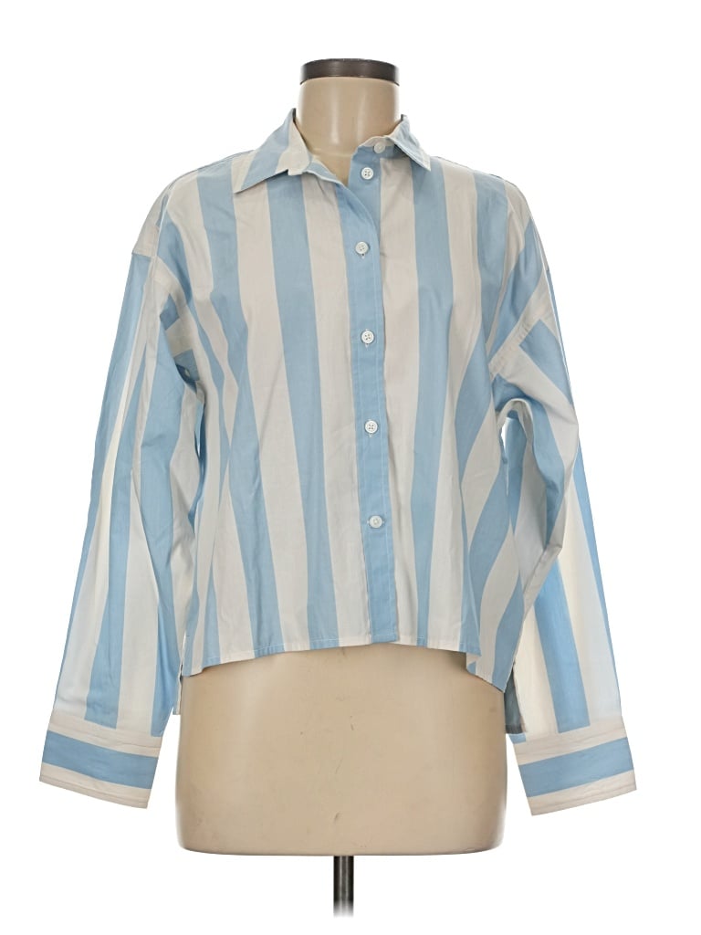 Pre-owned J.crew Collection Long Sleeve Button Down Shirt In Blue