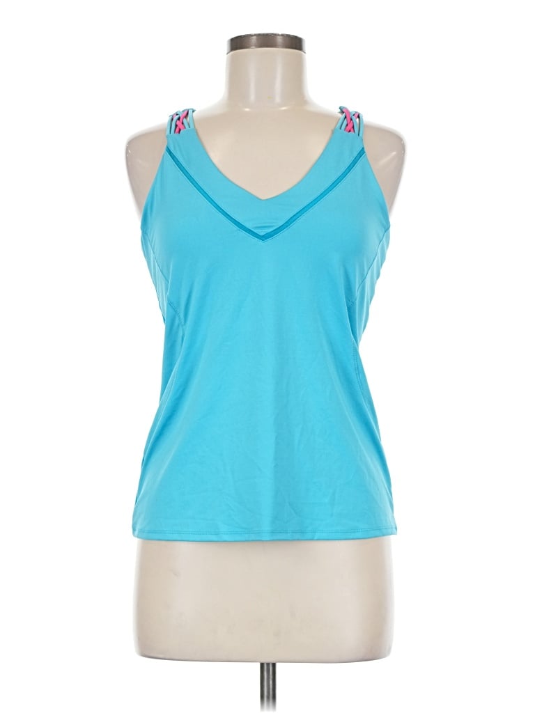 Pre-owned Lucky In Love Tank Top Blue Halter Neckline Tops