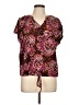 Fred David Brown Short Sleeve Blouse Size L - photo 1
