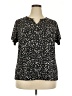 80 Park Animal Print Black Short Sleeve Blouse Size 2X - photo 1