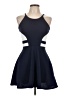 Aqua Color Block Blue Cocktail Dress Size L - photo 1