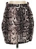 Shein Animal Print Brown Silver Faux Leather Skirt Size 4 - photo 1