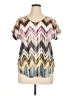 New Directions 100% Polyester Chevron-herringbone Brown Short Sleeve Blouse Size XL - photo 1