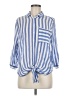 Vixbe 100% Rayon Stripes Blue 3/4 Sleeve Button-Down Shirt Size M - photo 1