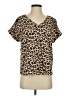 Assorted Brands Animal Print Brown Short Sleeve Blouse Size 4 - photo 1